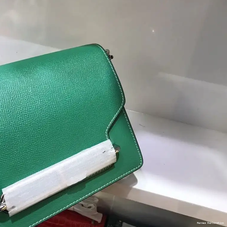 Affordable Leather Hardware Bag Green Palladium In Hermes Roulis Epsom 0505